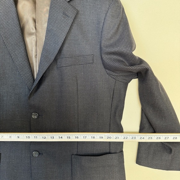 Pronto Uomo Couture Mens Wool Plaid Blazer Jacket Black 42R Business Formal Vent - Picture 9 of 11